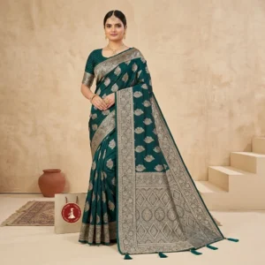 Rajrani Plum Satin Silk Saree with Antique Gold Woven Border