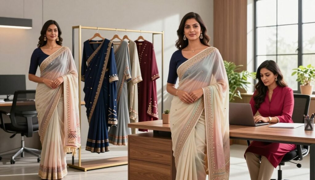 office wear sarees and salwar suits for women